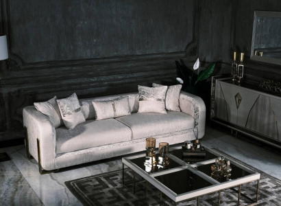 Three-seater sofa 3 seat coffee table gray upholstered sofa fabric sofa set 2 pieces